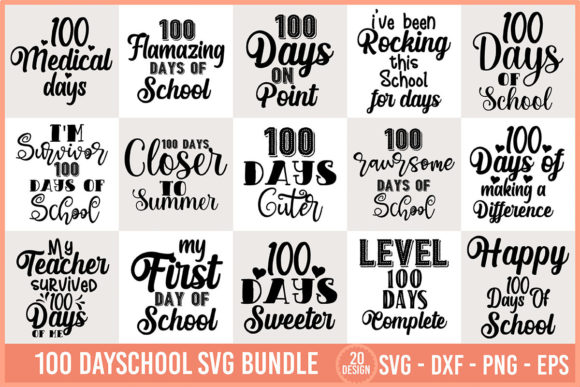 100 Day School Svg Bundle