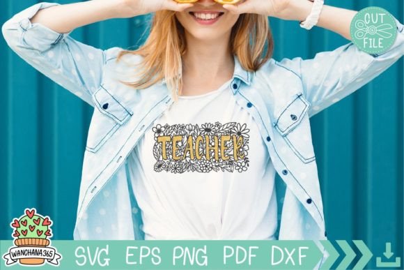 Teacher Floral Svg for Embroidery Projects